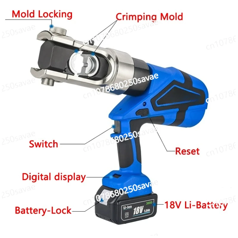 

250KN Large-Tonnage Hydraulic Pliers Electric Rechargeable Wire Crimping Pliers 16-630mm2 Copper Aluminum Terminal Crimping