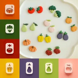 Mini Vegetables Clay Molds Pumpkin/Broccoli/Tomato/Pepper/Eggplant/Radish Shaped Clay Cutting Molds For Earrings Jewelry Making