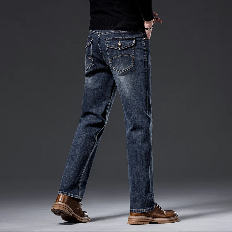 

Мужские осенние и зимние джинсы Свободные прямые универсальные трубки Модные джинсы мужские брюки