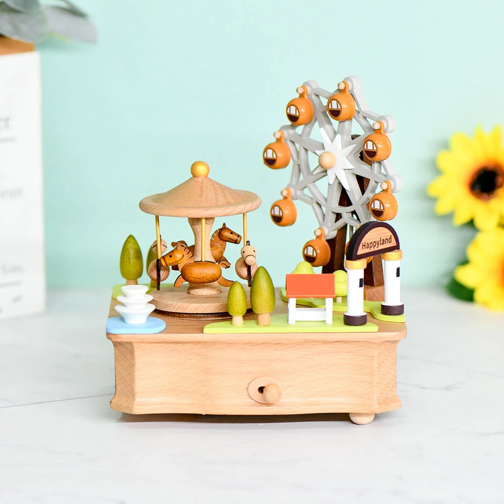 Desktop music box creative cartoon ornament birthday gift creative exquisite music box carousel Ferris wheel