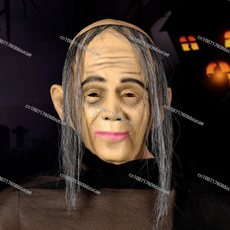 Halloween Old Man Mask Granny Hood Haunted House Secret Room Party Trick Funny Dress Up Cosplay Props