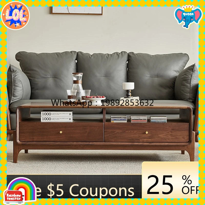 

ABB solid wood coffee table Nordic simple home coffee table living room with drawers