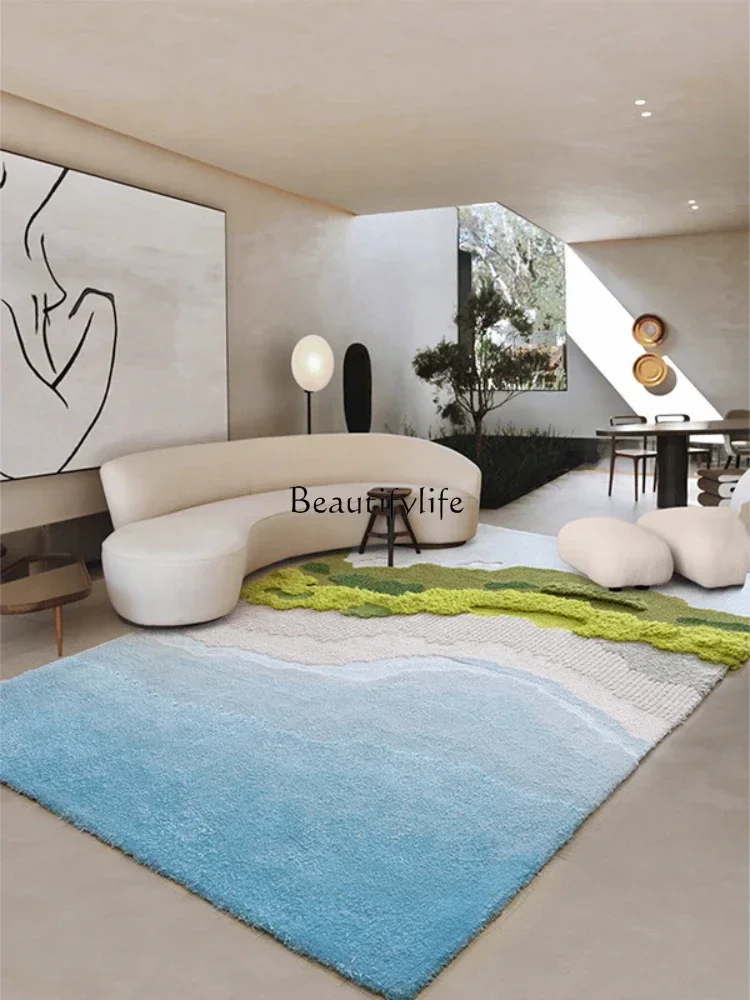 

01Handmade light luxury creative carpet wool bedroom bedside blanket Maldives