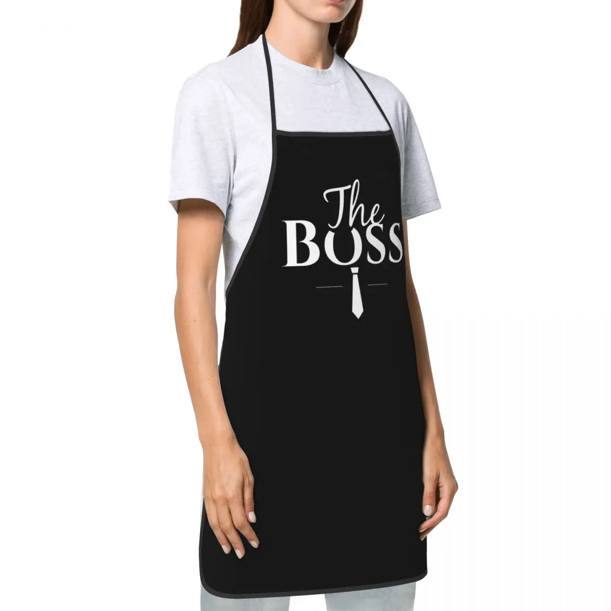 Unisex Couple The Boss The Real Boss Bib Apron Adult Women Men Chef Tablier Cuisine for Cooking Kitchen Baking