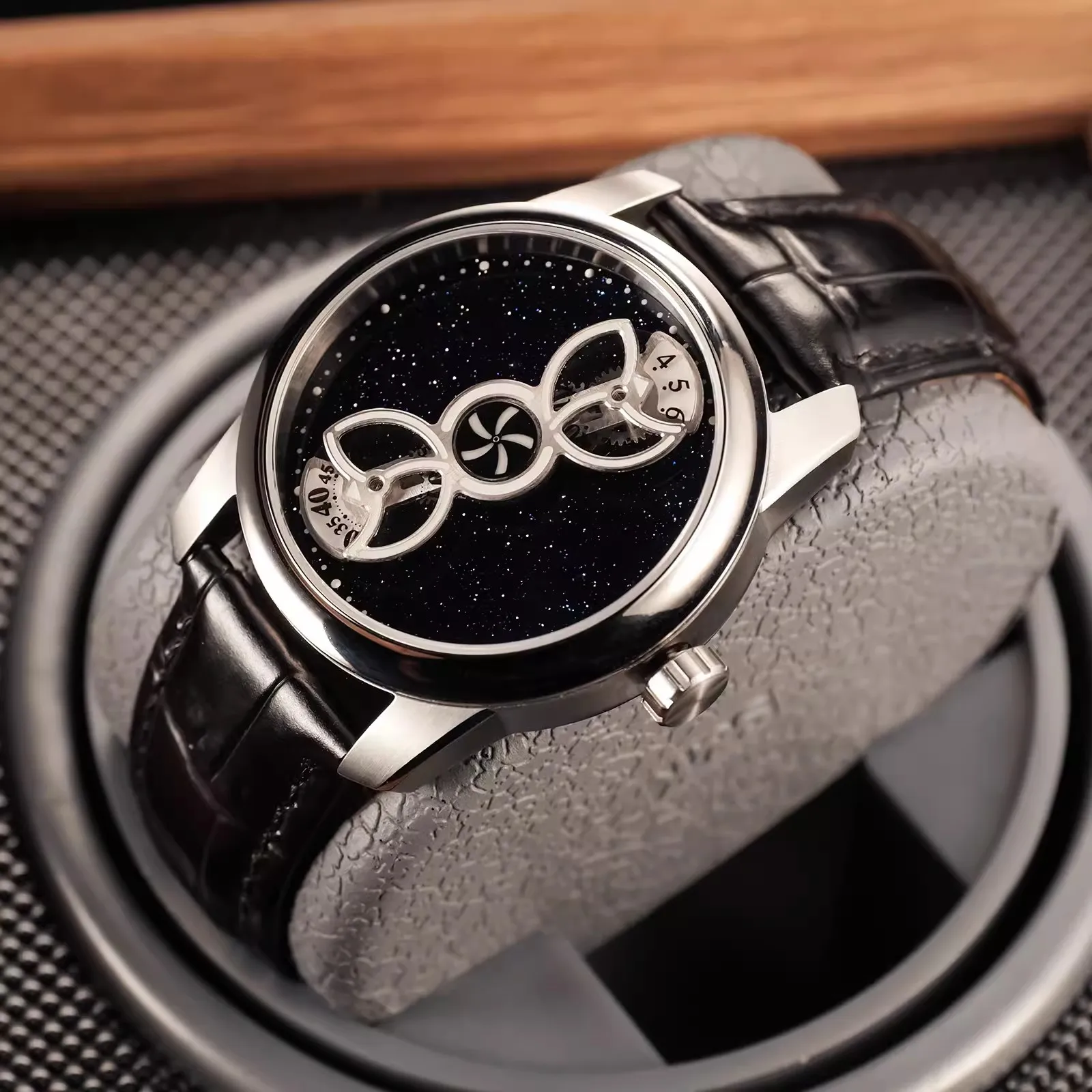 OBLVLO New Rotor Series Creative Double Wheels Automatic Mechanical Watches Super Luminous Sapphire Glass Mens Sport Watch