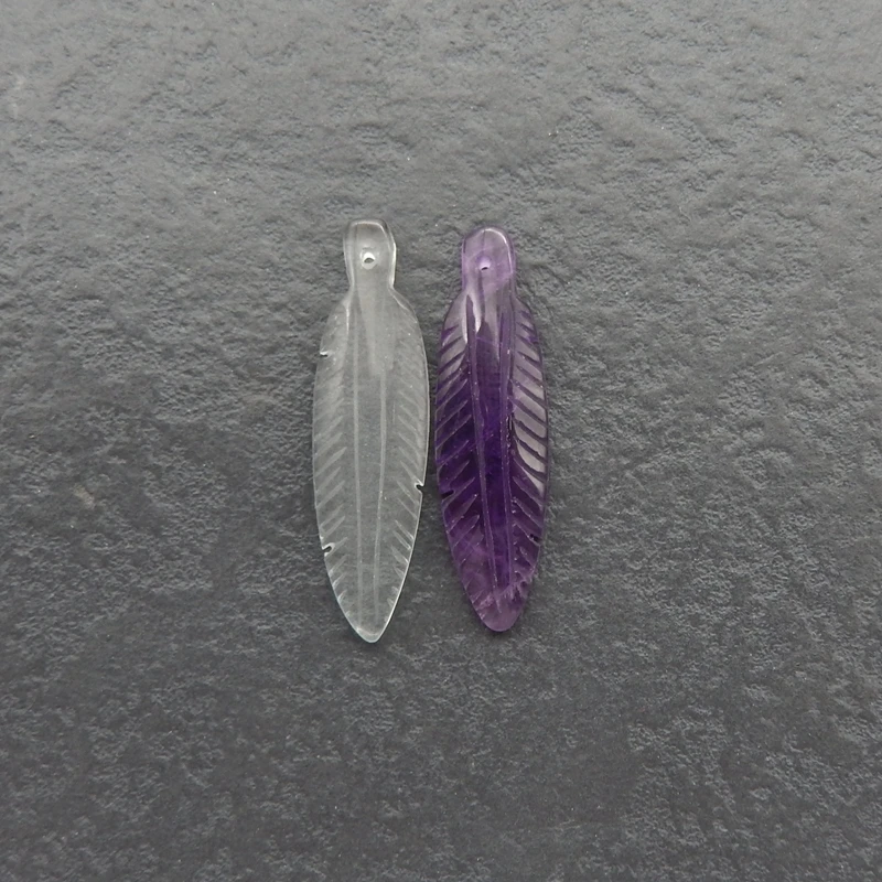 

B & F натуральный камень резные серьги в виде листьев бусины кварц аметист модные украшения DIY аксессуары ручной работы