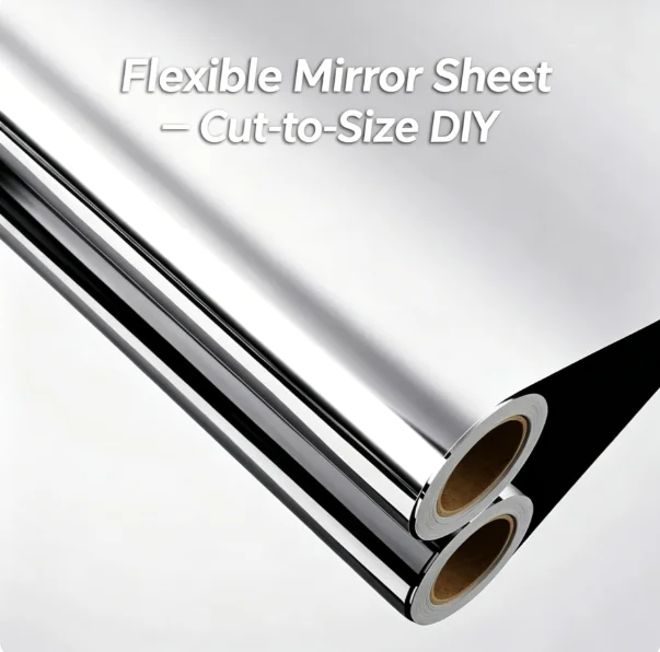 10PC Self-Adhesive Mirror Film – HD Stainless Steel Reflective Wall Sticker, Waterproof Soft Mirror for Wedding & Elevator