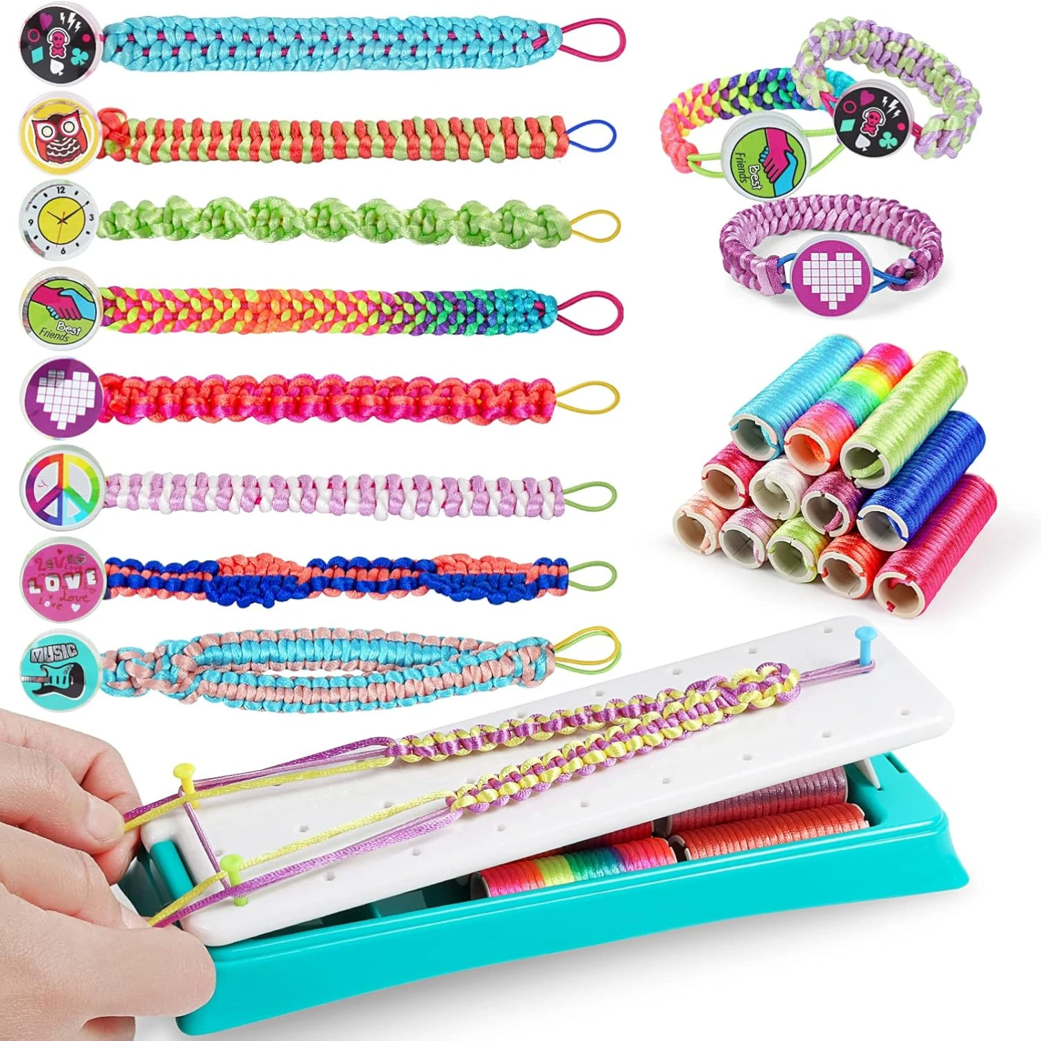 

Friendship Bracelets Maker Making Kit, Arts and Crafts for Kids Ages 8-12, Best Birthday Gifts for Teen Girls Loom Bands