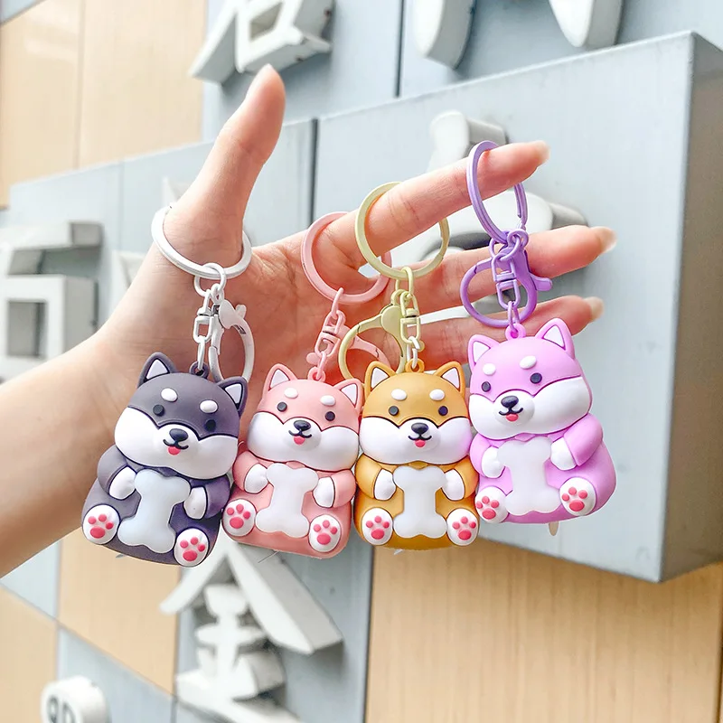 Creative Japan Shiba Inu Cute Keychains Glowing Dog Keychain Jewelry Trinket Funny Car Keychain For Children Bag Charms Pendant