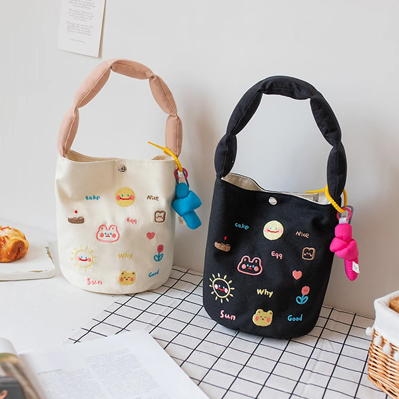 أزياء لطيف المرأة المطرزة قماش حقيبة الكتف تخزين حقيبة الغداء #3