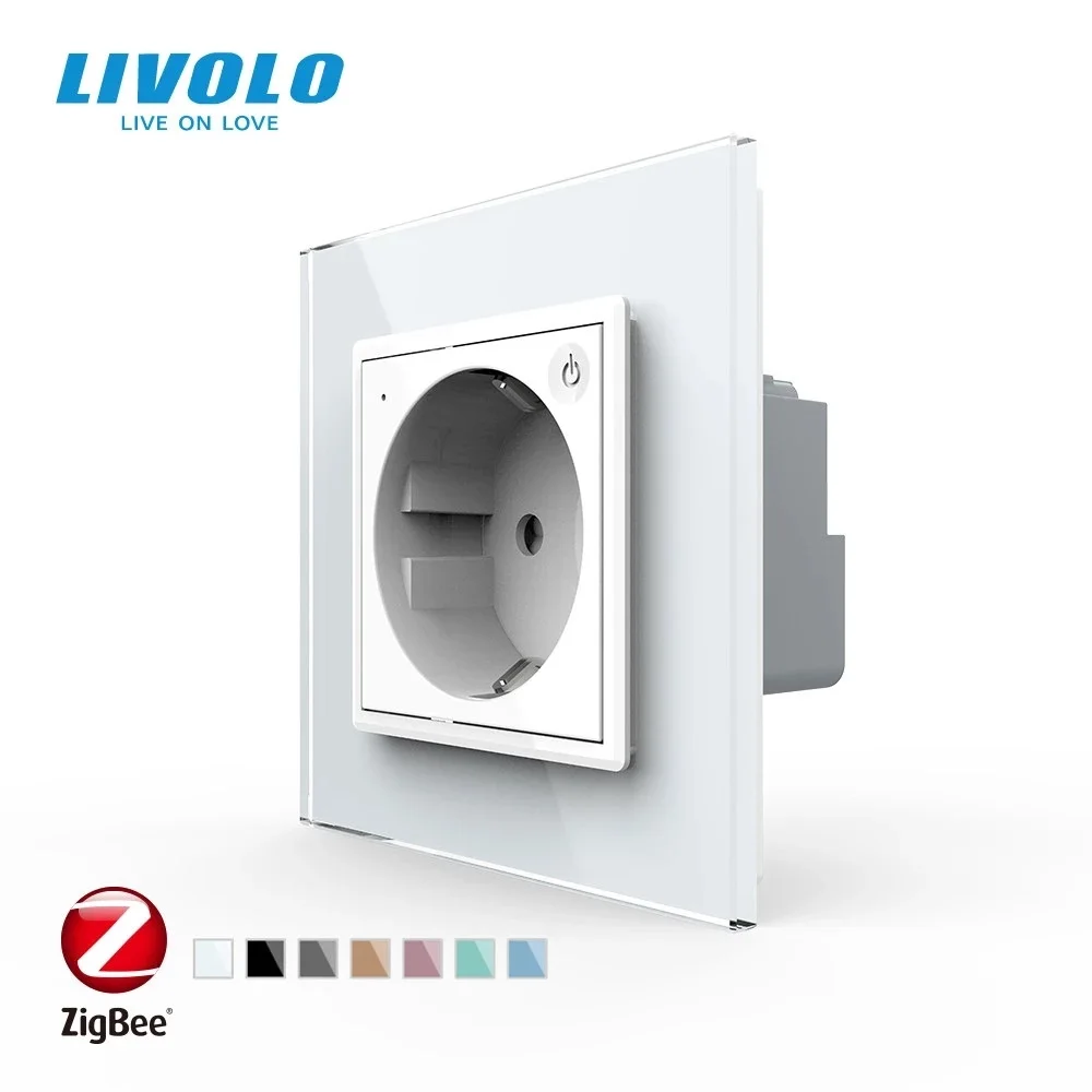 livolo padrao da ue novo inteligente wifi tomada cristal cinza painel de vidro smartphone 16a tomada de parede app 01