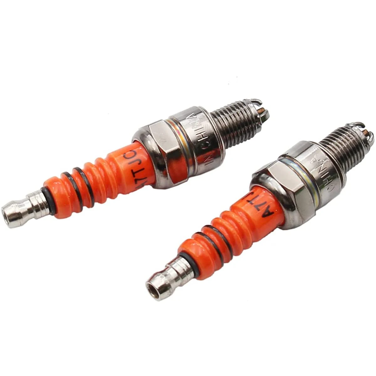 2PCS A7TJC Red Spark Plug For GY6 50cc 125cc 150cc Dirt Bike Moped Scooter ATV Go Kart 3 Electrode