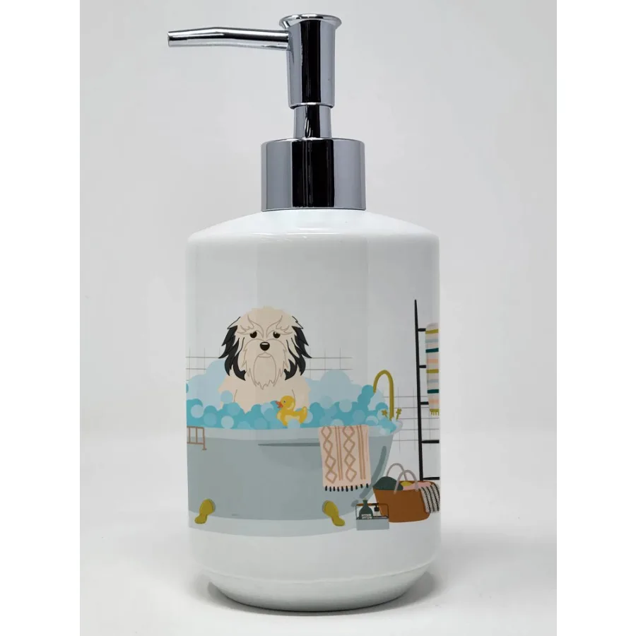 

Lowchen in Bathtub Ceramic Soap Dispenser Hand Soap Dispenser Pump Bottles for Bathroom Kitchen Empty Refillable Liquid Soap Co