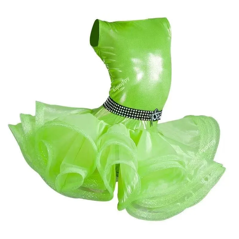 Dziewczęca niebieska czerwona profesjonalna sukienka do tańca latynoskiego dla dzieci sala balowa Salsa Taniec Kostiumy dziecięce