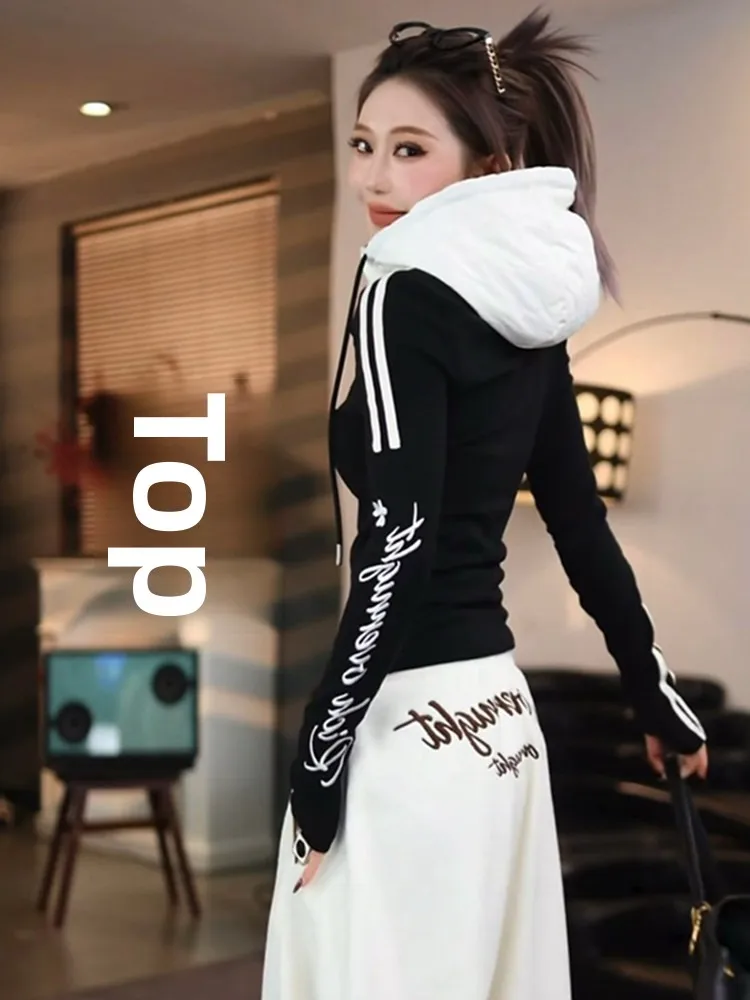 

Retro American Hoodie Women's Spring Autumn ort Printed Design Sensation Slim Fit Long Sve Casual Comfortable Top