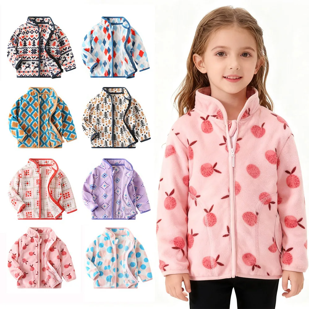 

Toddler Kids Polar Fleece Warm Jacket Baby Boys Girls Spring Autumn Winter Zip-up Lightweight Long Sleeve Jacket for 2-12Y