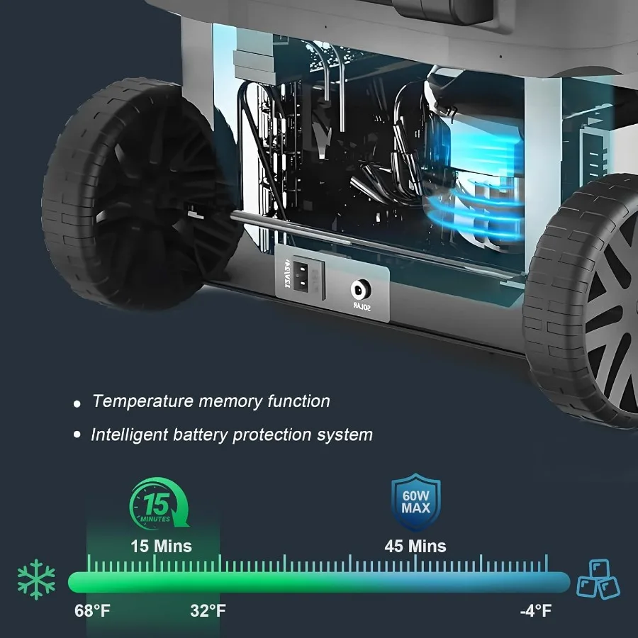 ثلاجة سيارة 12 فولت 49 لتر مبرد كهربائي محمول مع عجلات للتخييم والسفر 12 24 فولت تيار مستمر و110240 فولت تيار متردد جهد مزدوج