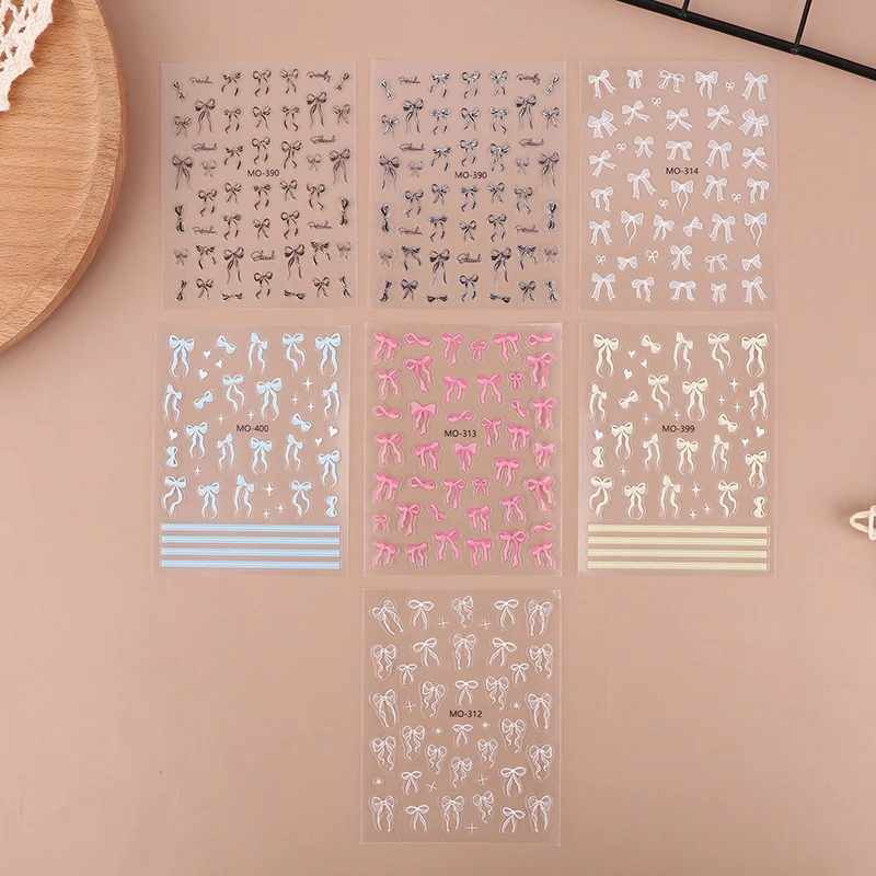 مذهب Bowknot مسمار الفن ملصق الإغاثة الشريط القوس تصاميم المتزلجون ذاتية اللصق الشارات ل مانيكير ملحق مسمار الديكور