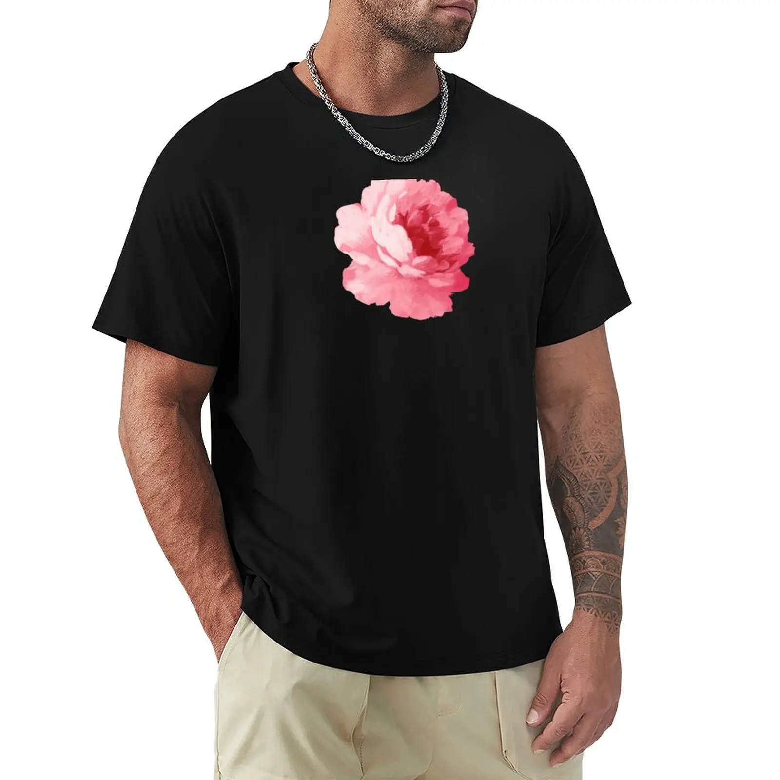 Flower pink peony T-Shirt anime clothes tops Tee shirt mens t shirt graphic