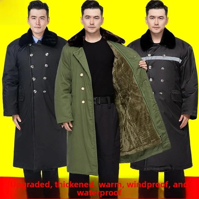 

Thickened Vintage Military Coat Men's Winter Long Style Women's Security Cold Storage Anti-Cold Clothes Northeast Cotton Padd...