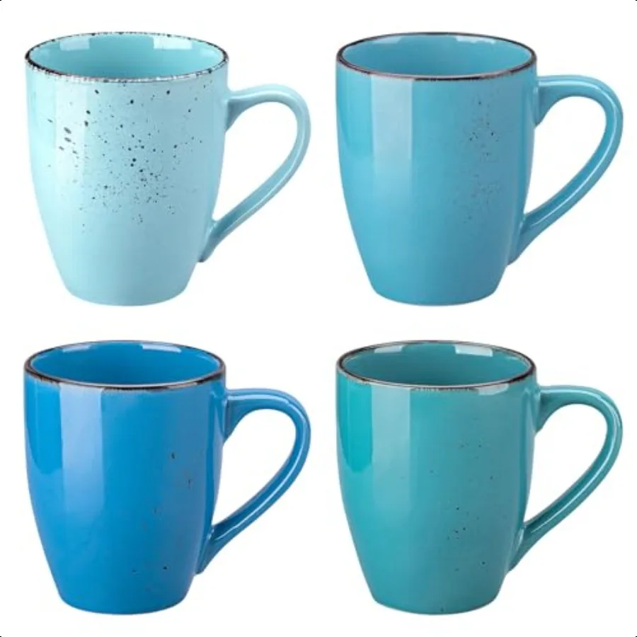 

vancasso Navia Coffee Mug Set of 4 Ceramic 12 Oz Coffee Cups for Cappino Latte Tea Multi Blue