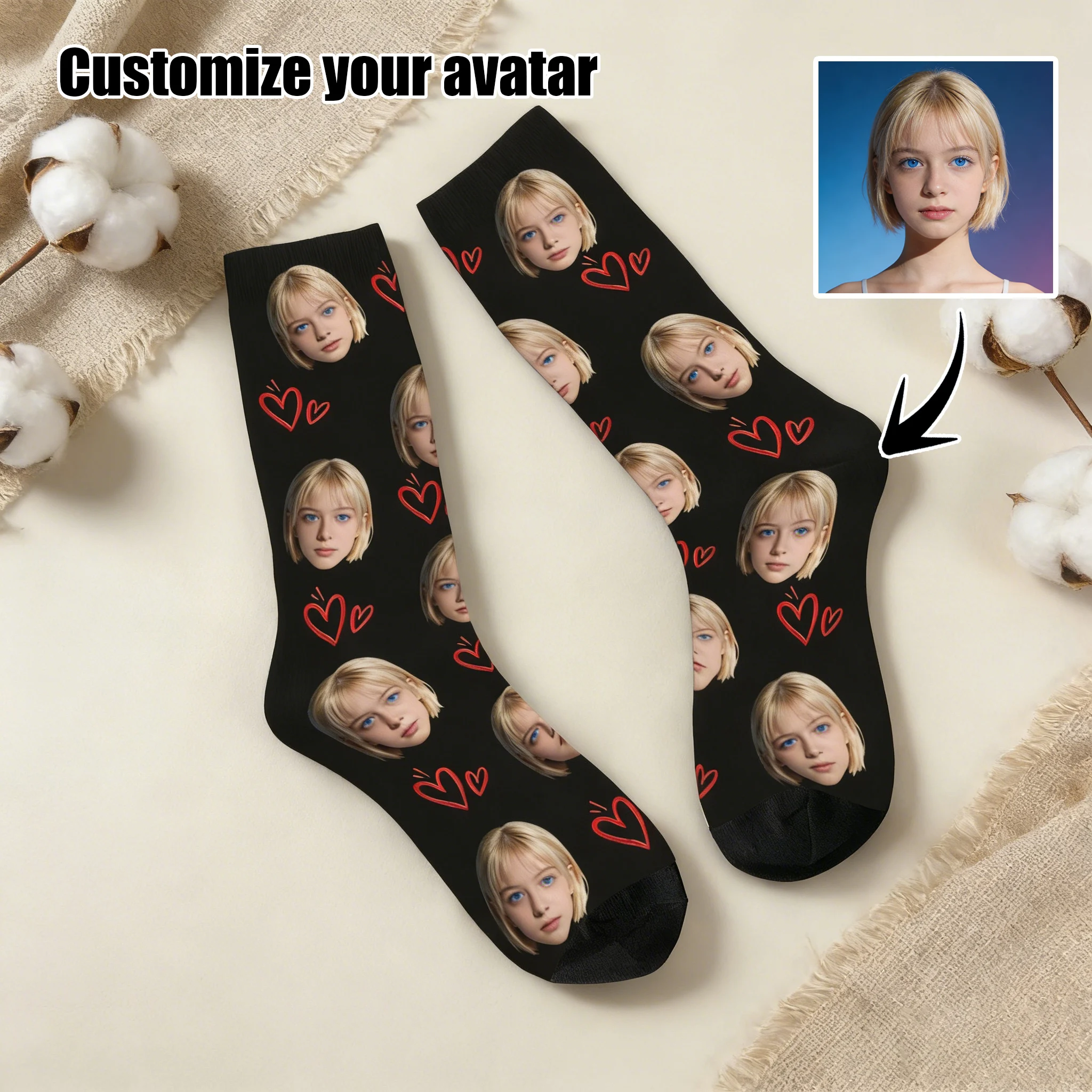 

Customized face-shaped socks DIY Unisex customized socks Personalized picture socks Photo socks Customized socks as gifts