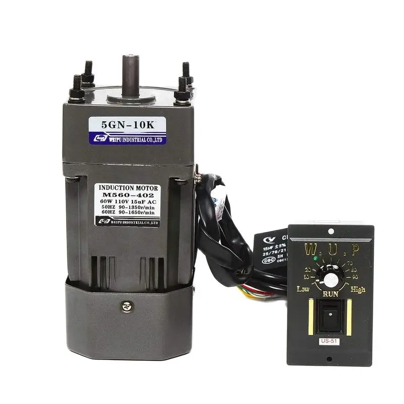 

220V/110V 60W AC Gear Motor Single-Phase Gear Motor and Speed Adjustable Controller 5RK60GN-CF motor and 5GN Governor Combo