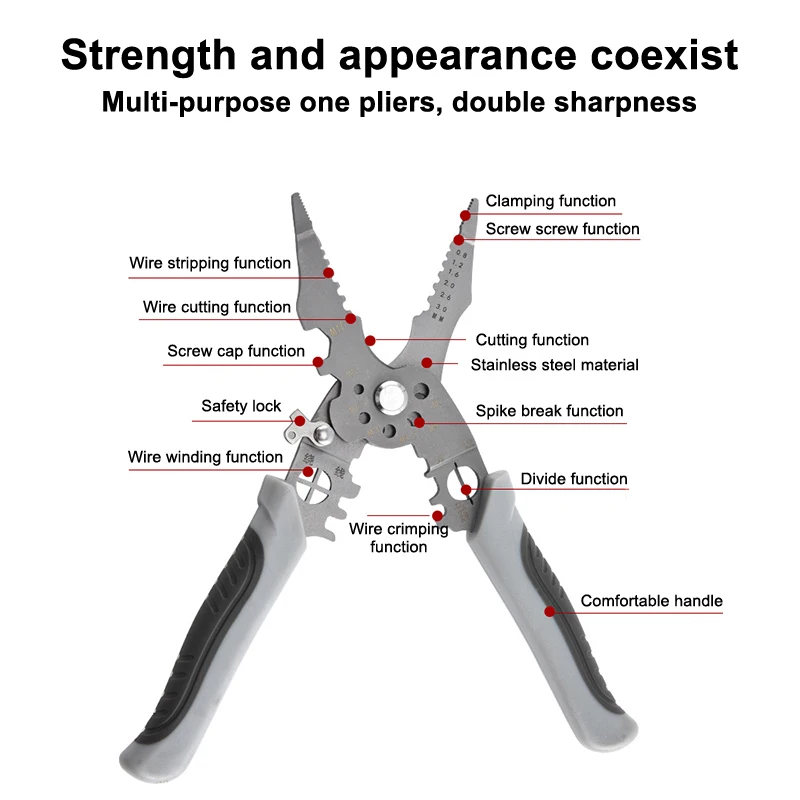 كماشة تعرية الأسلاك الكهربائية القابلة للتعديل مع قبضة غير قابلة للانزلاق مثالية لتزيين الكابلات الكهربائية #4