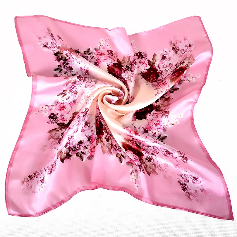 [BYSIFA] Chinese Style Peony Design 100% Silk Scarf Women Blue White Neck Scarf Small Bag Ribbons Fashion Brand Square Scarves