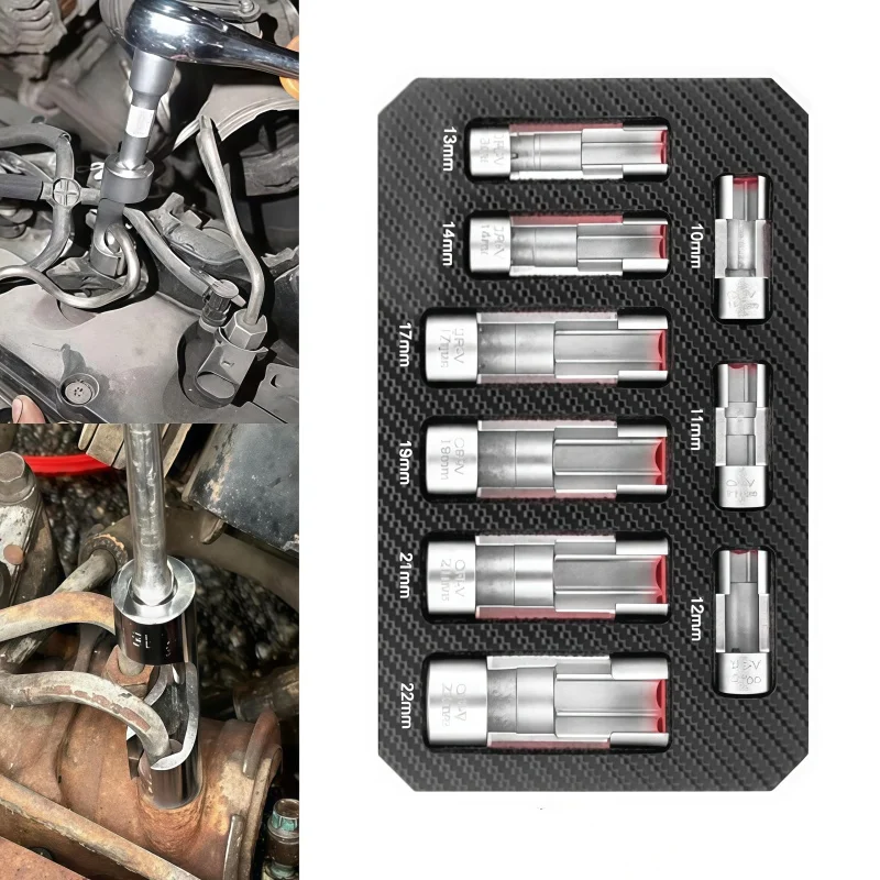 

9PCS Oxygen Sensor Removal Tool Set With Slotted Sockets And Fuel Line Disconnect Wrench For Automotive Repair Mechanic Tools