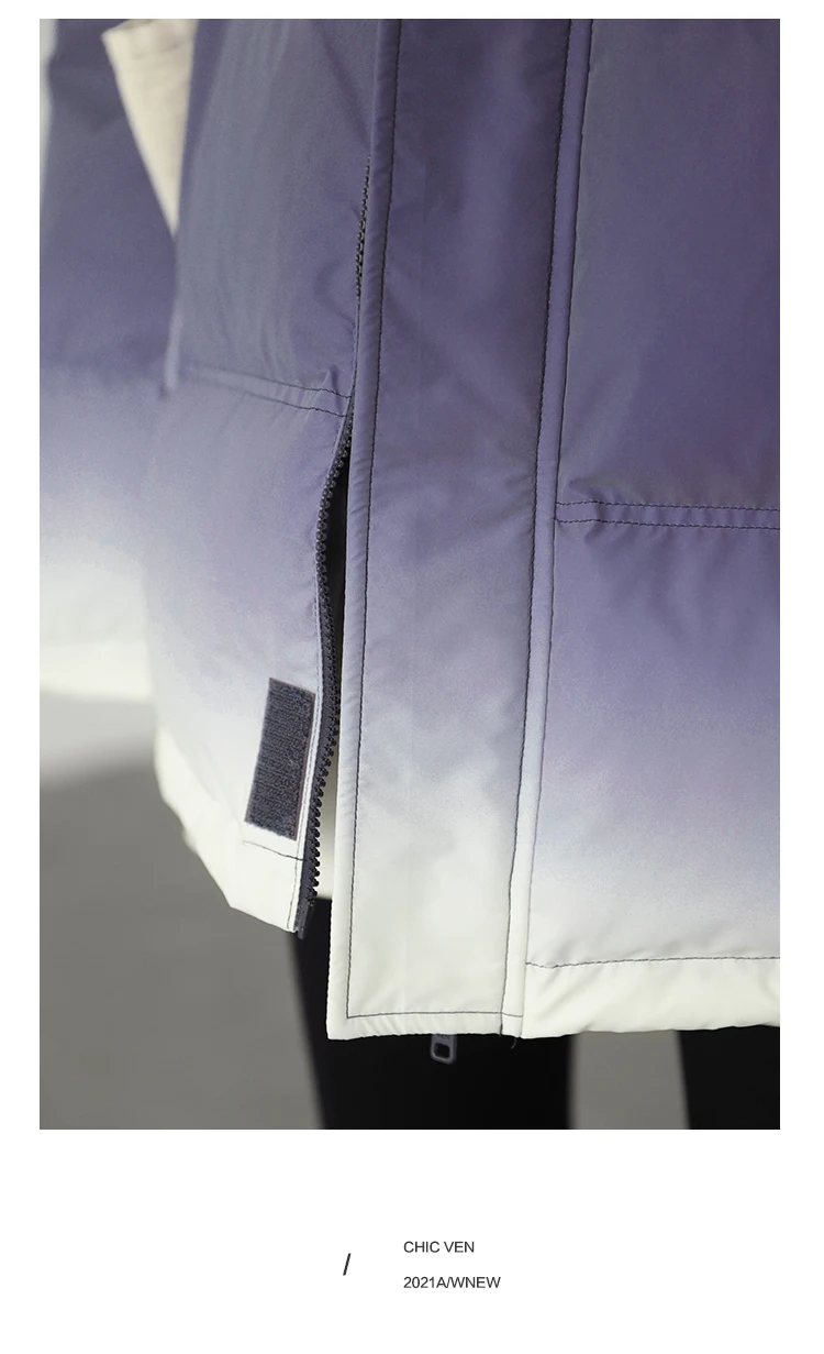 CHIC VEN Women's Down Coat Reflective Gradient Thickened Women Bread Coats 90 White Duck Down Jacket Warm Overcoat Winter 2024