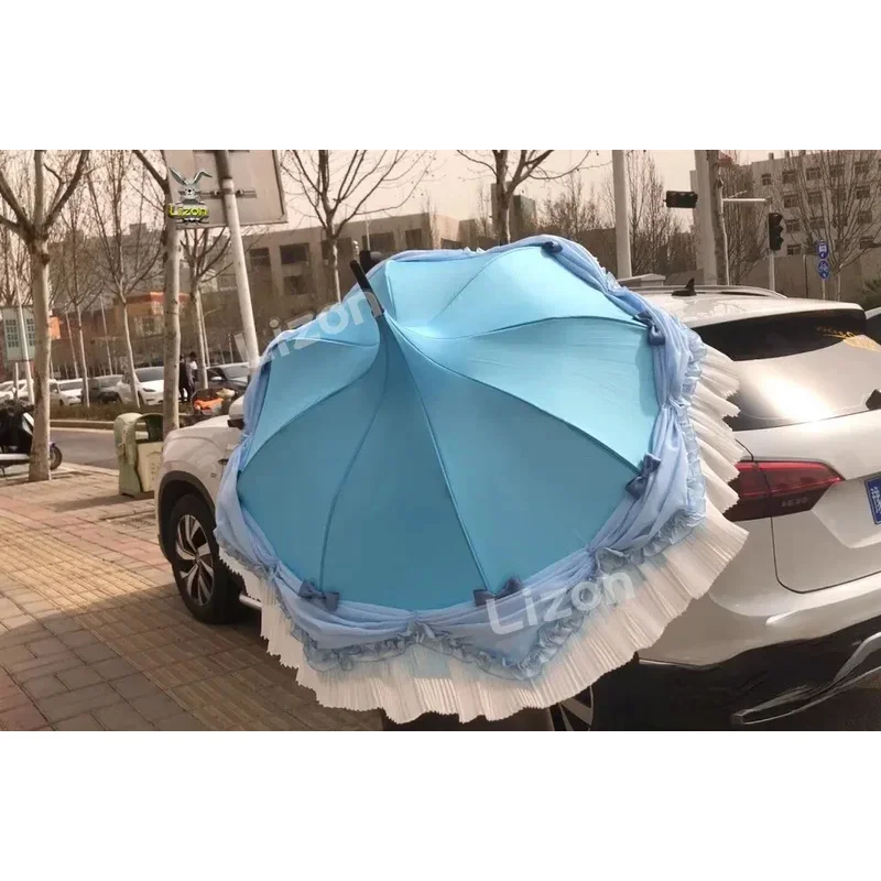 CyAnime Violet Evergarden Cosplay paraguas azul violeta Evergarden Anime Cosplay violeta Evergarden accesorios de Cosplay