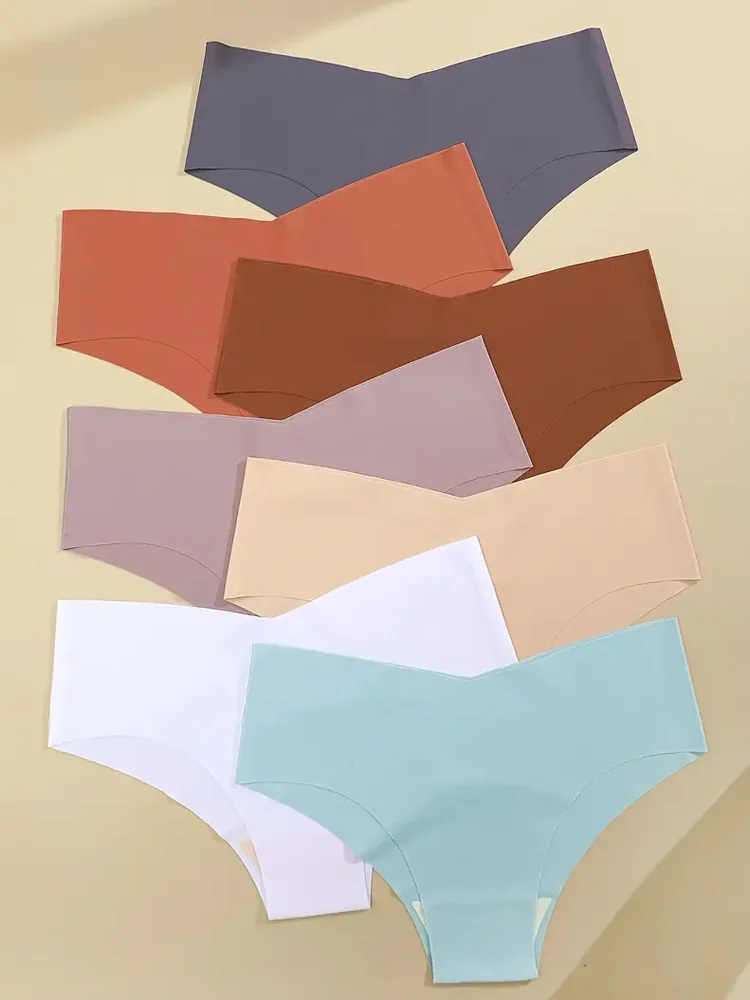 سروال داخلي نسائي بدون خياطة رفيع للغاية بخصر على شكل حرف V ، سراويل داخلية أحادية اللون ، سراويل داخلية مثيرة مريحة ، ملابس داخلية قابلة للتمدد ، ملابس داخلية نسائية حميمية ، 3 * * #5