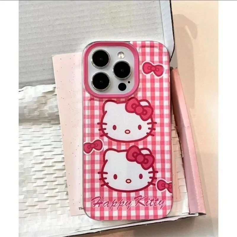 

Kawaii Hello Kitty Sanrio Cute Cartoon Student iPhone Case Children Mobile Phone Protection Case Phone Decor Gift for Girls