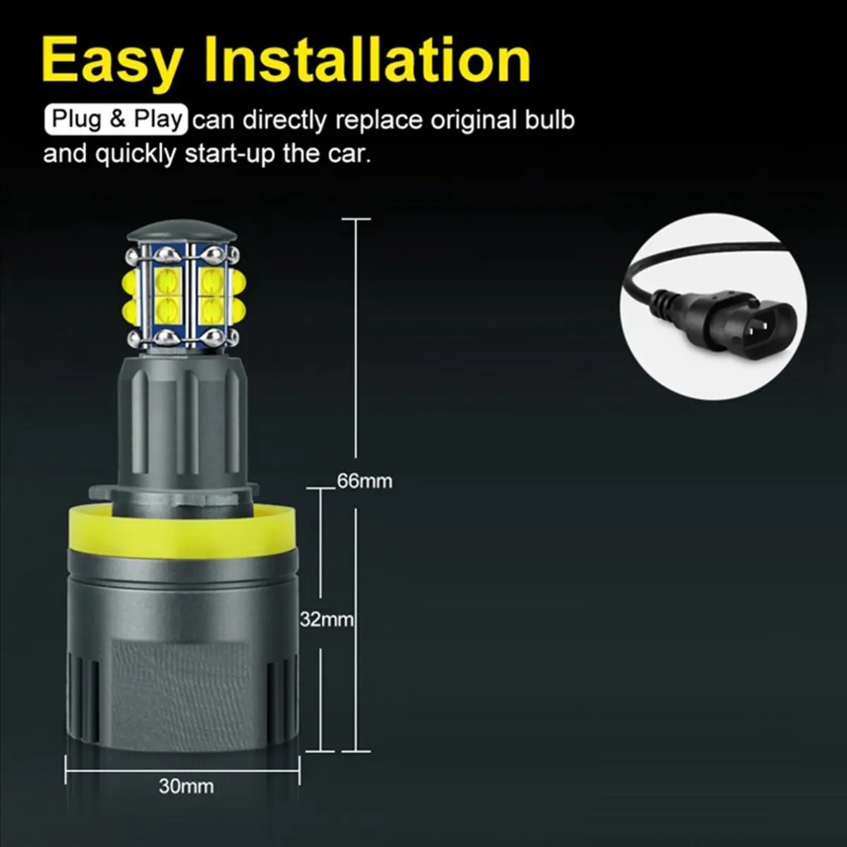 #40R H8 Headlight Bulb 6000K 120W LED Angel Eyes Lights Canbus,Angle Eyes lights,(Grey)