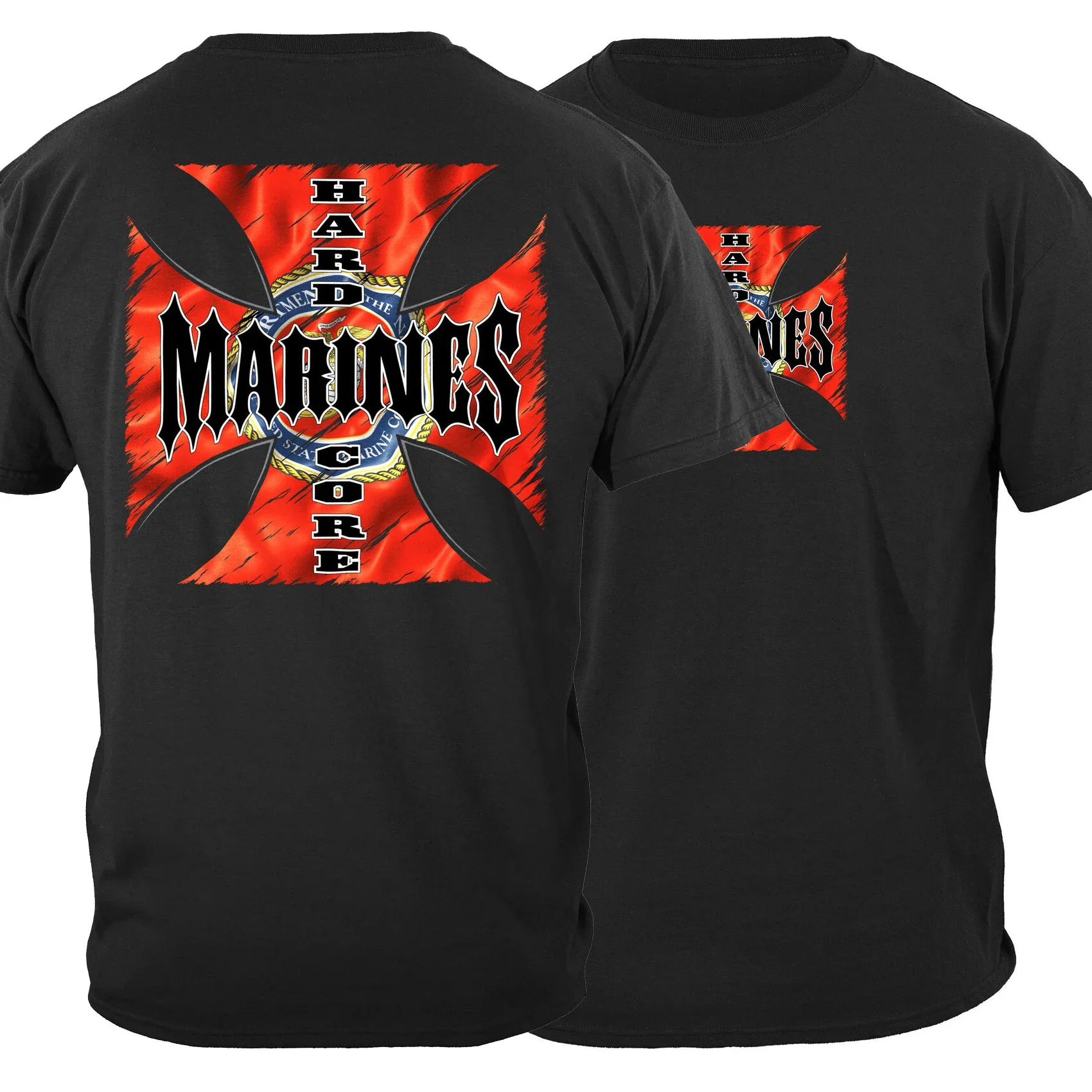 USMC Hardcore Marines T-Shirt 100% Cotton O-Neck Summer Short Sleeve Casual Mens T-shirt Size S-3XL