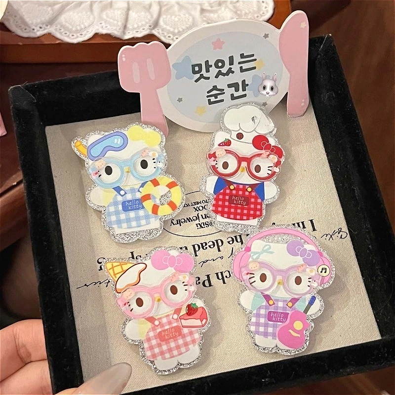 سانريو مرحبا كيتي مشبك شعر الاكريليك منقار البط كليب الحلو المئزر مقاطع الشعر الانفجارات الموضة كليب أغطية الرأس إكسسوارات الشعر فتاة هدية