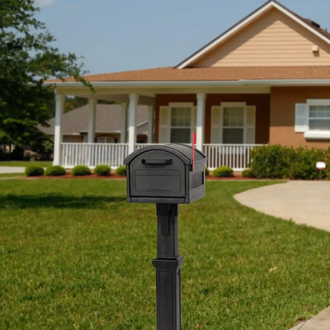 ARCHITECTURAL MAILBOXES Grand Haven Пластиковый почтовый ящик и комплект для крепления на пост, черный, очень большой