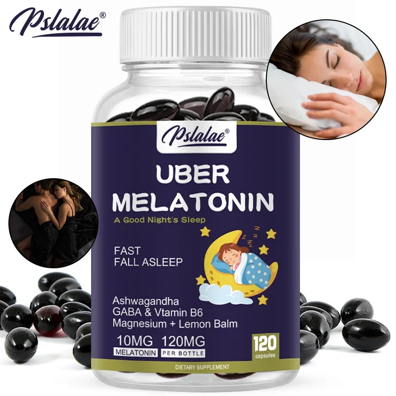 Melatonin Capsules, 10 Mg, Stimulate Circadian Rhythm and Nervous System Contains L-theanine, Ashwagandha and More for Adults