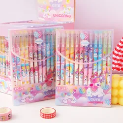 12Pcs/Lot Cute Kawaii Unicorn Erasable Gel Pen Removable 0.5mm Black Ink Neutral Pen Cartoon Pens Kids School Office Stationery