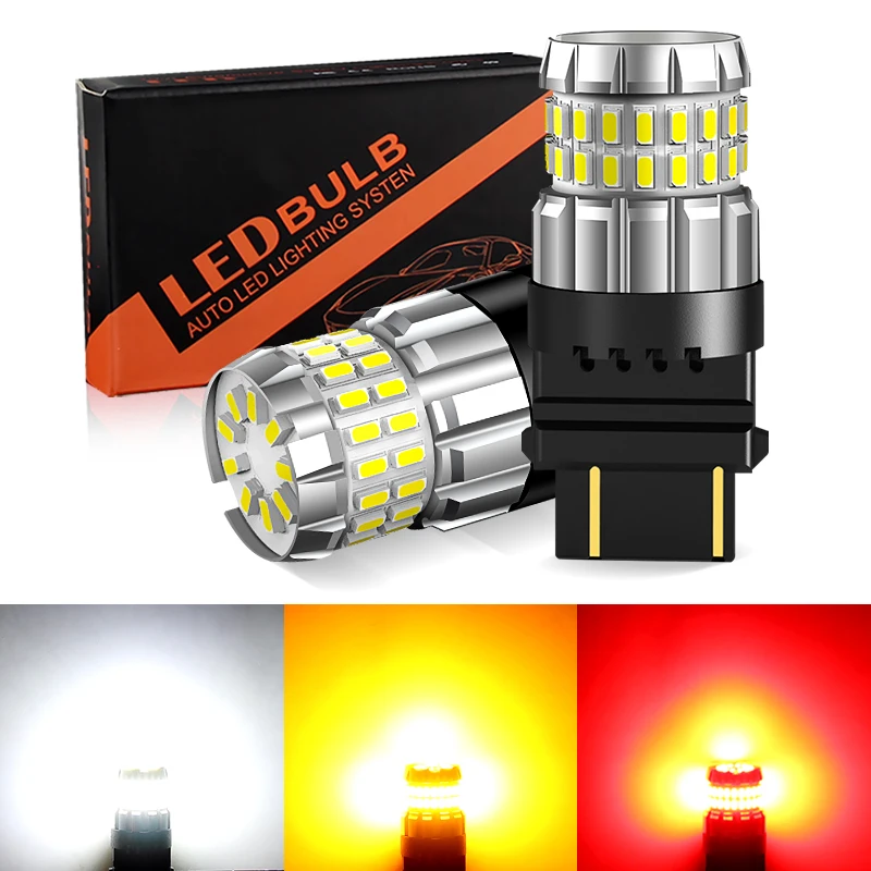 2PC T25 3157 Led Bulb P27/7W High Power 4040 60SMD Auto Led Light Car Stop Brake Turn Signal Light White Yellow Amber Red Canbus