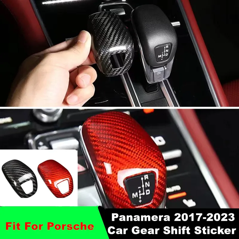 

1Piece Car Gear Shift Knob Cover Handle Trim Sticker For Porsche Panamera 2017-2023 Carbon Fiber Interior Decoration Accessories