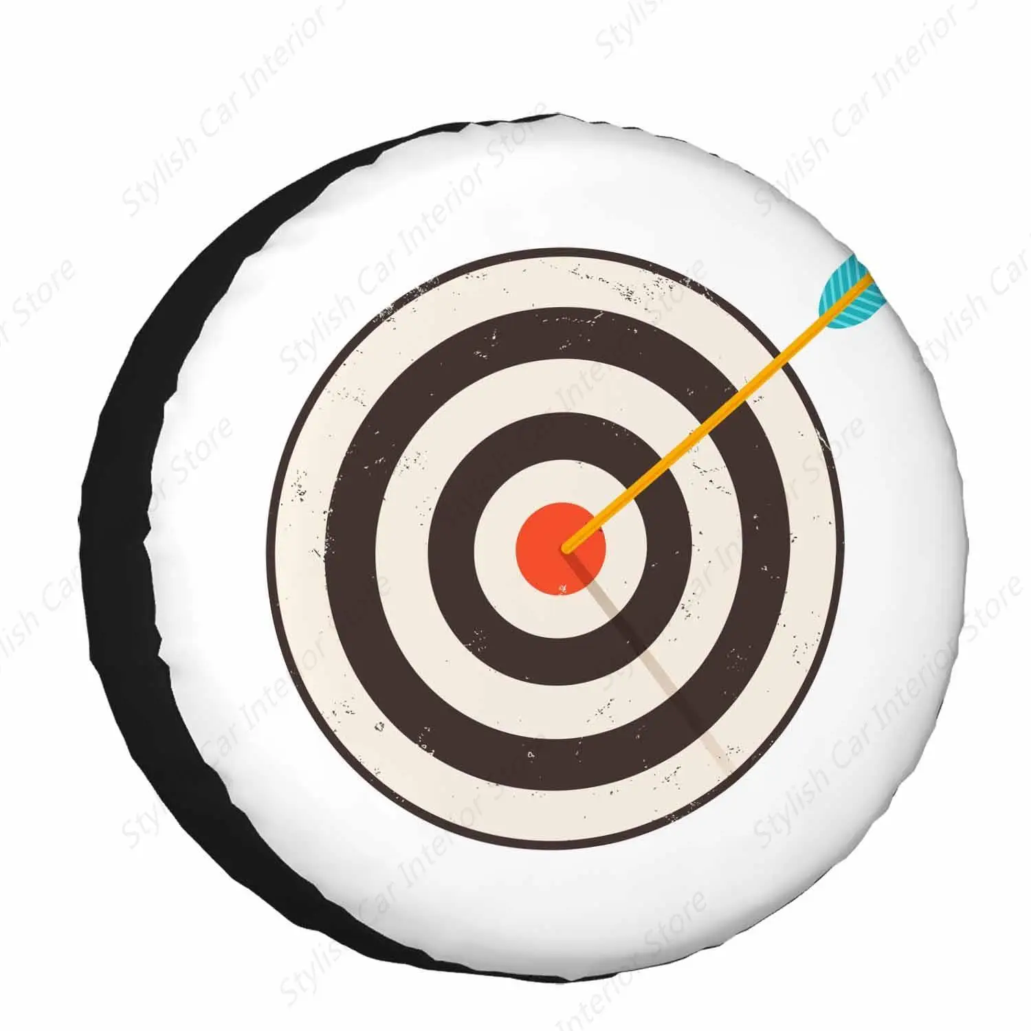 כיסוי צמיג רזרבי יעד כיסוי חץ צהוב פוגע במרכז פוליאסטר גלגל שיניים גלגל פוליאסטר עבור קמפינג קרוואן