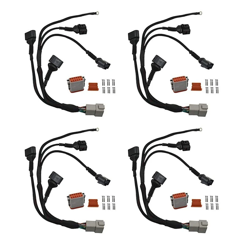 4X 1.8T Ignition Coil Wiring Harness Loom For 1997-2006 TT A4 Quattro Golf Jetta Passat Beetle 1.8L Turbocharged