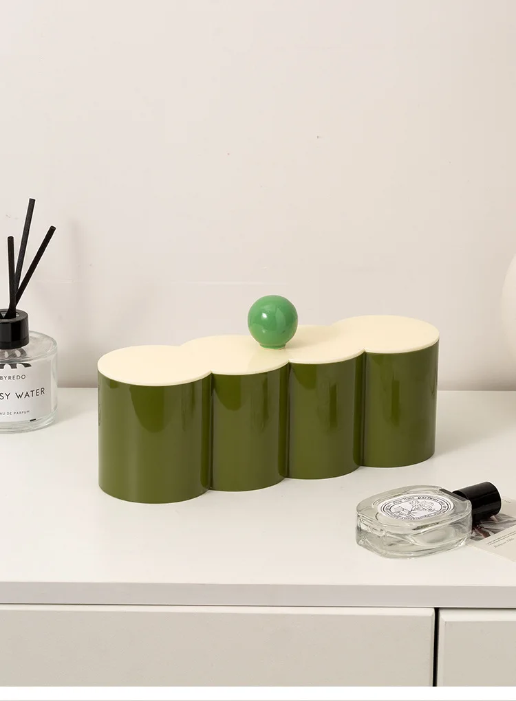 Cosmetic Storage Box With Lid Dustproof Desktop Makeup Remover Cotton Powder Puff Storage Organizer Bathroom Storage Box