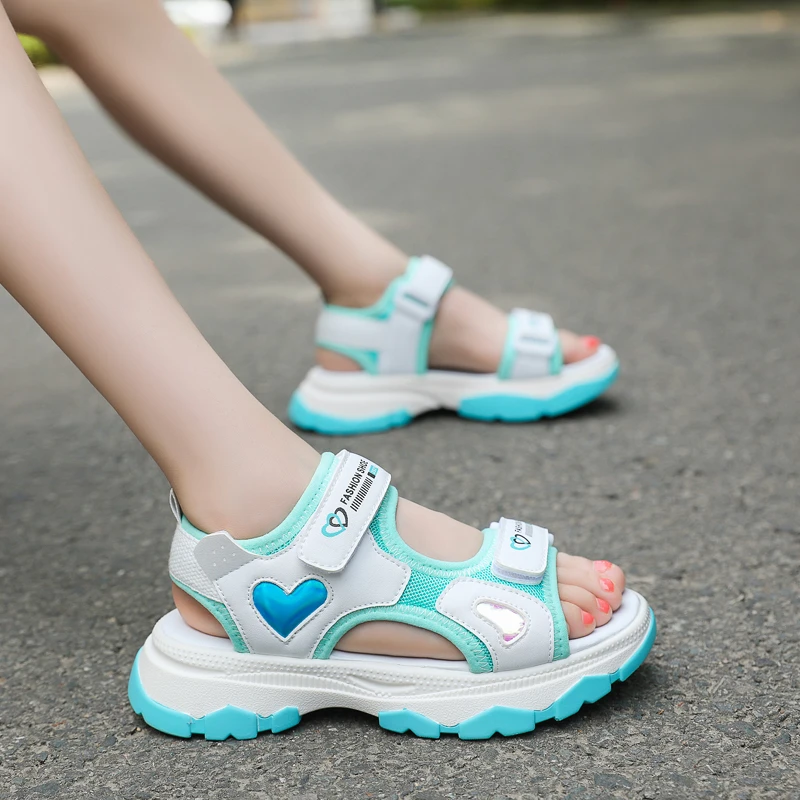 

Kids'Casual Shoes Sandals PU Leather Summer Shoes Lightweight Nursing Hook and Loop Girls Soft Bottom Blue Shoes Size 26-38
