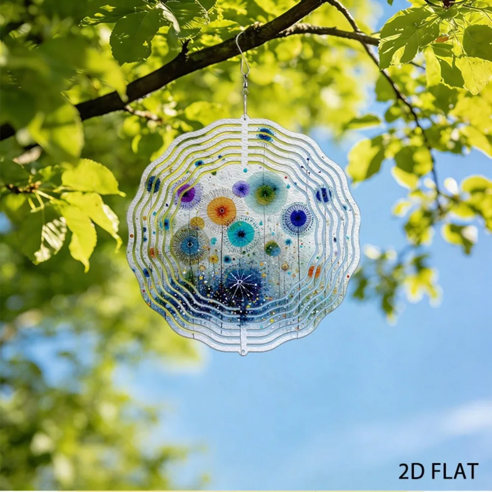 

Watercolor Dandelion Wind Chimes Iron Garden Art Outdoor Decor Dreamy Yard Ornament