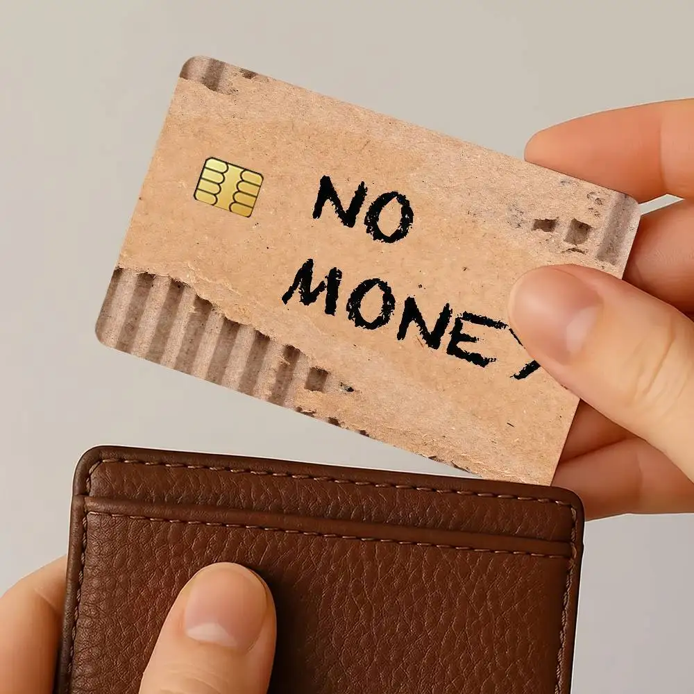 No money funny print Cardboard Credit Card Decorative Card Stickers Suitable For Bank Cards Metro Transit Anti-scratch Gift 4PCS - view 3