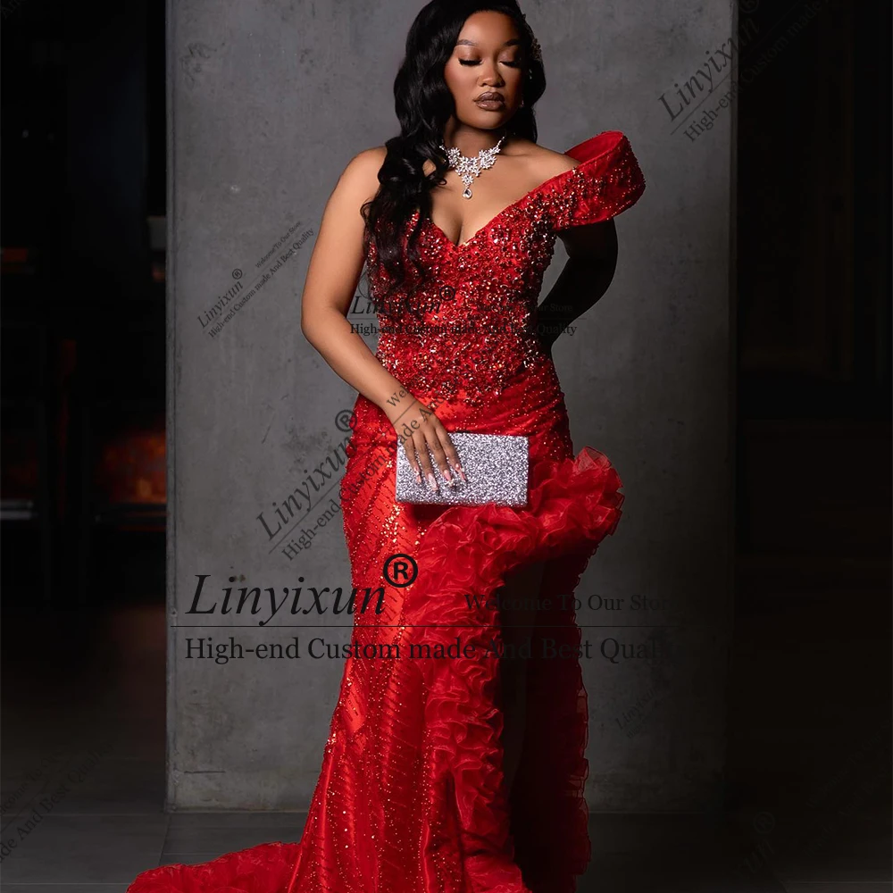 Eleganckie kryształowe suknie balowe 2025 tiulowe plisy rozcięcie z boku syreni krój suknie na wesele i przyjęcia szyte na miarę bez rękawów vestido madrinha