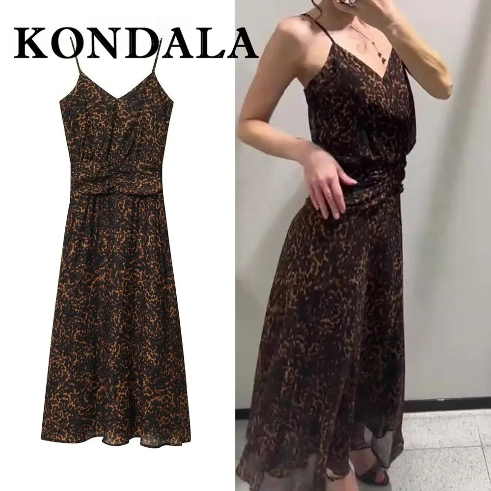 เดรสสายเดี่ยวลายเสือดาวสุดชิคจาก KONDALA แฟชั่นปี 2025 สำหรับงานปาร์ตี้กลางคืน สไตล์ลำลอง เปิดหลัง ทรงเข้ารูป สวยสง่า